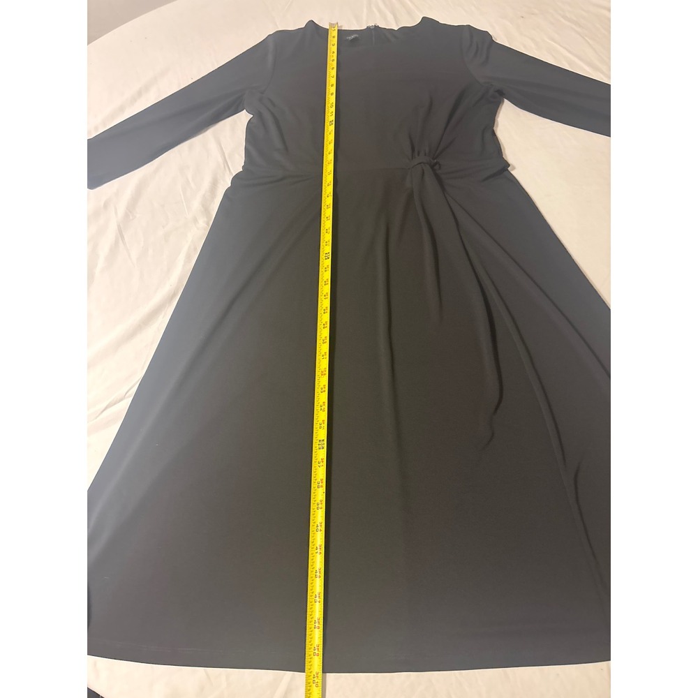 Talbots Midi Dress Womens 16 Black 3/4 Sleeve Side Knot Stretch Jersey - Picture 2 of 10